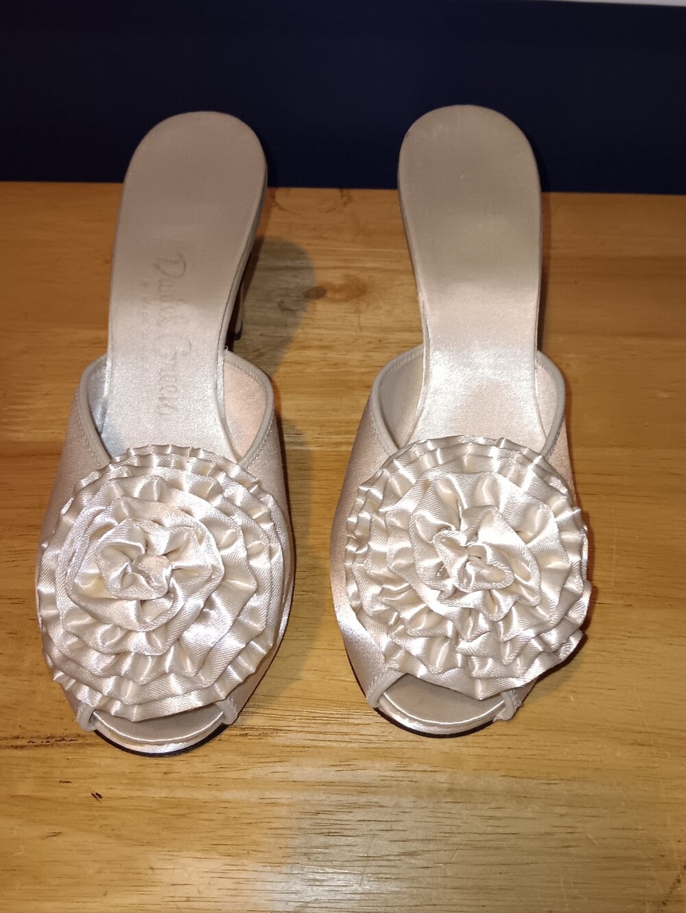 Daniel Green Vintage Satin Flower Open Toe Heel Size 5